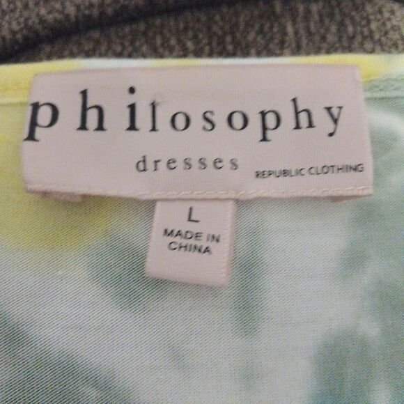 Philosophy Tie-Dye Tank Dress-Large-Slinky-Pockets-Scoop Neck-Knee Length - Picture 6 of 7